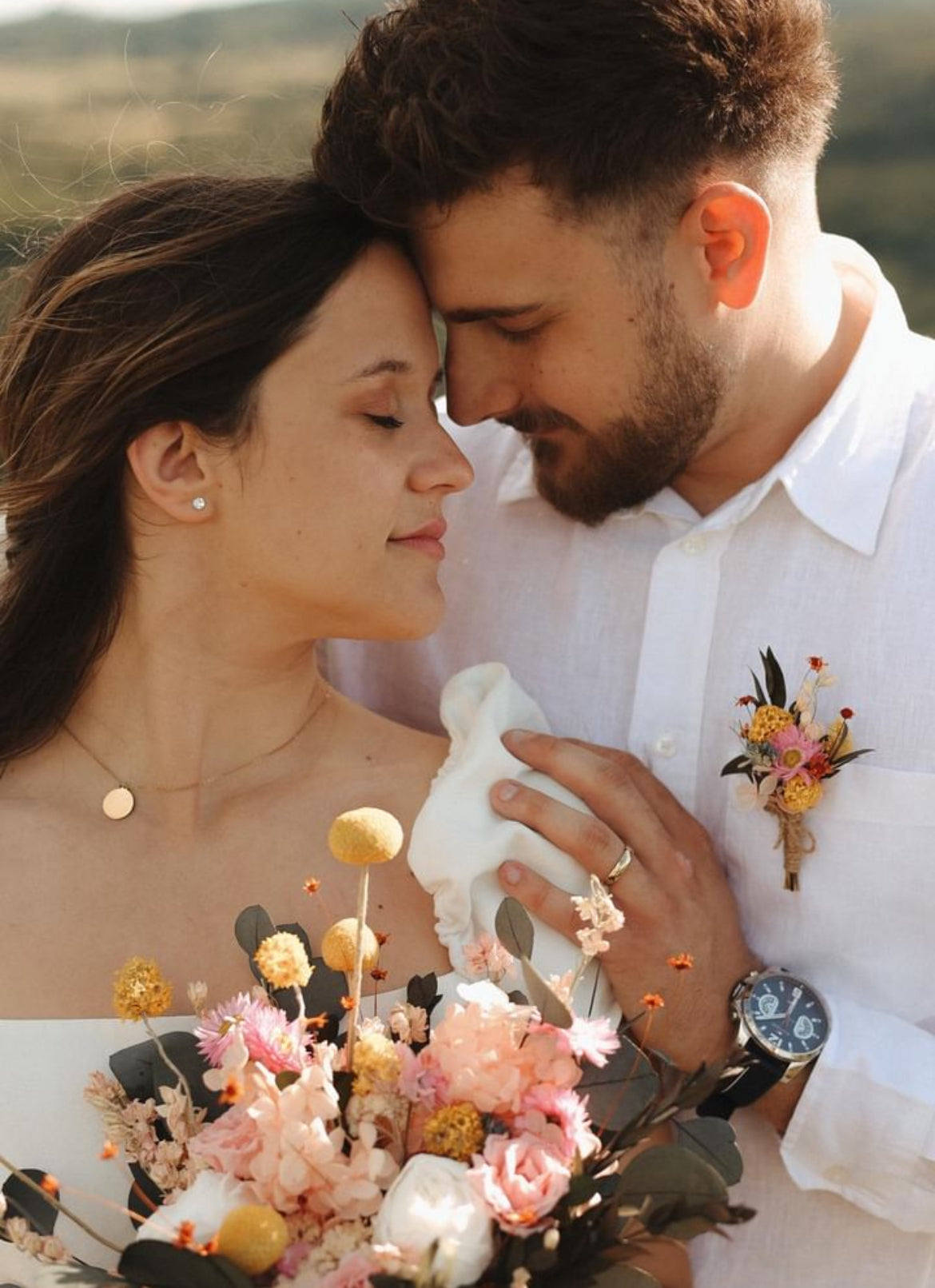 Bouquet de mariée + boutonnière